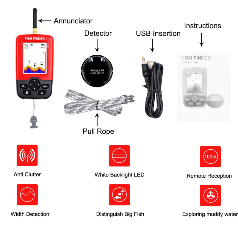 Wireless Sonar Sensor Fish Fin - Fishing Boat Depth Finder recensione e prezzo