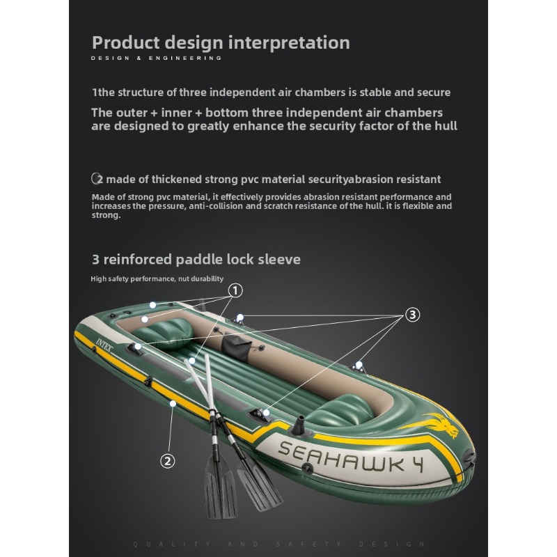 295*137*43cm 3 Person Inflatab - Fishing Boat Paddle recensione e prezzo